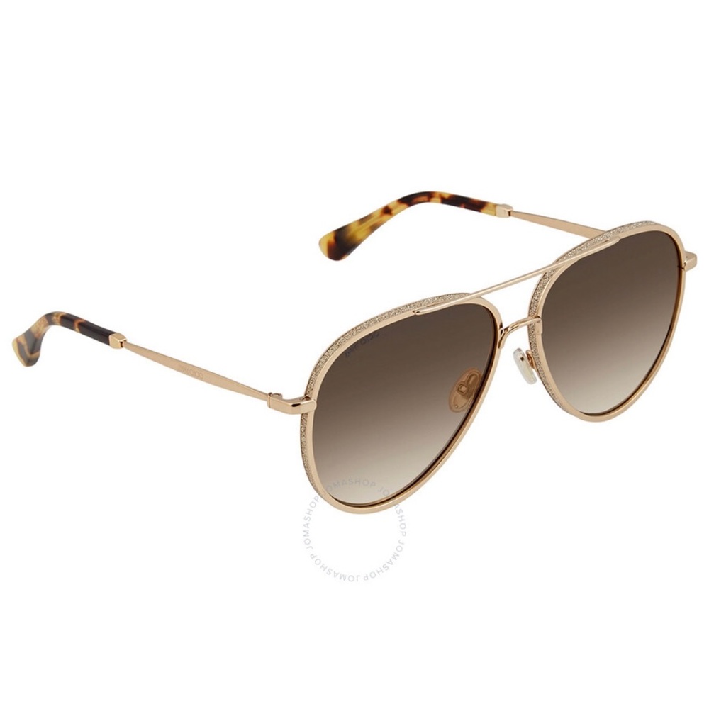 Jimmy Choo aviator sunglasses with sparkle rim. One month old, Bloomingdale’s.